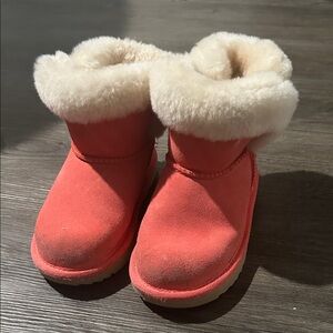 UGG Pink and Cream Shearling Boots